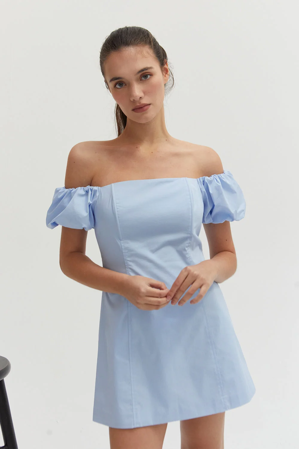 Off Shoulder Puff Sleeve Mini Dress