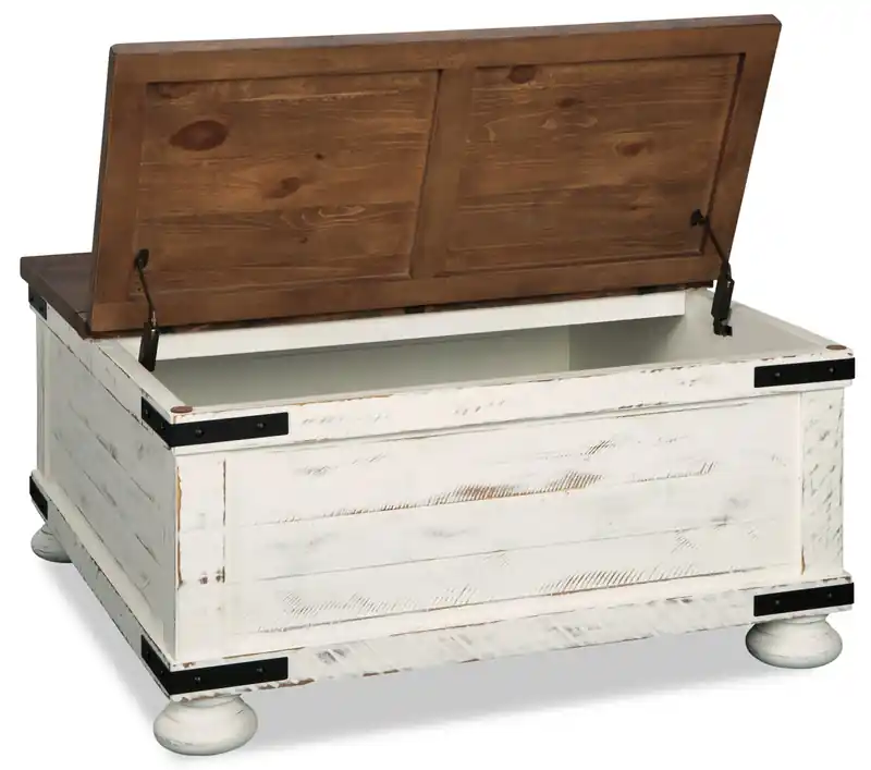 36 Rustic Coffee Table Trunk with Storage - Two Tone Wood