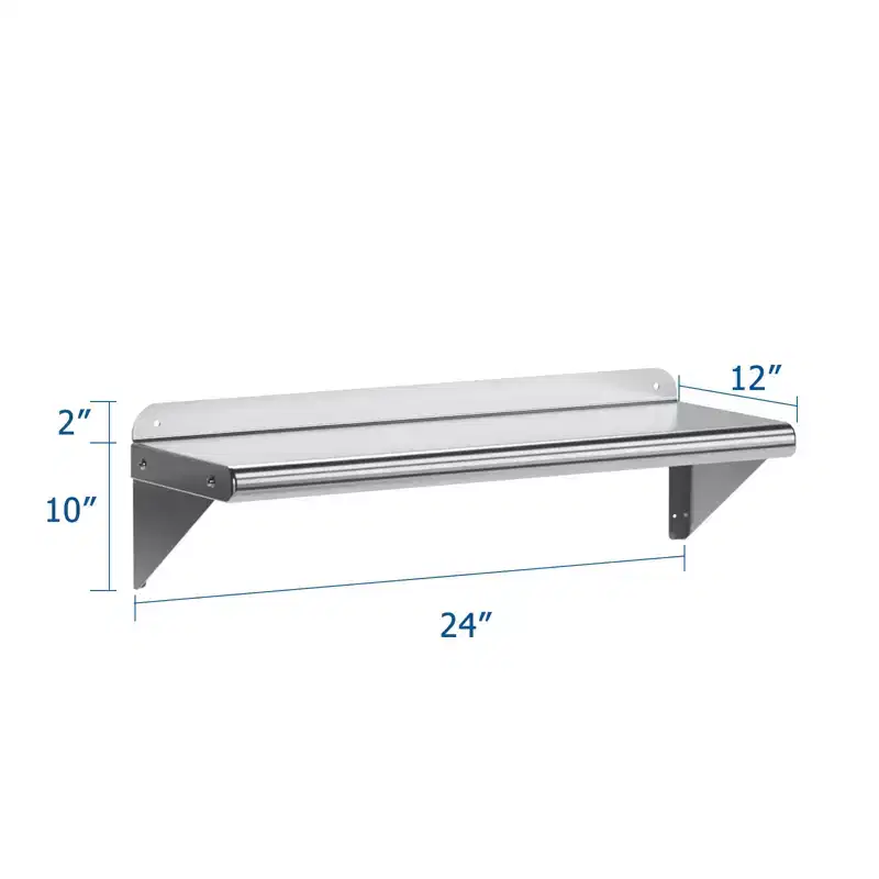 COZONY Wall Mounted Stainless Steel Shelf, NSF Commercial Grade Wall Shelving with Flat Surface for Kitchen Restaurant and Home Use
