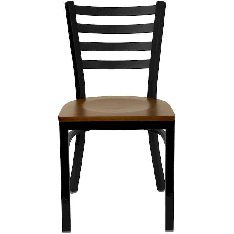 Ladder Back Metal Dining Chair with Wood Seat