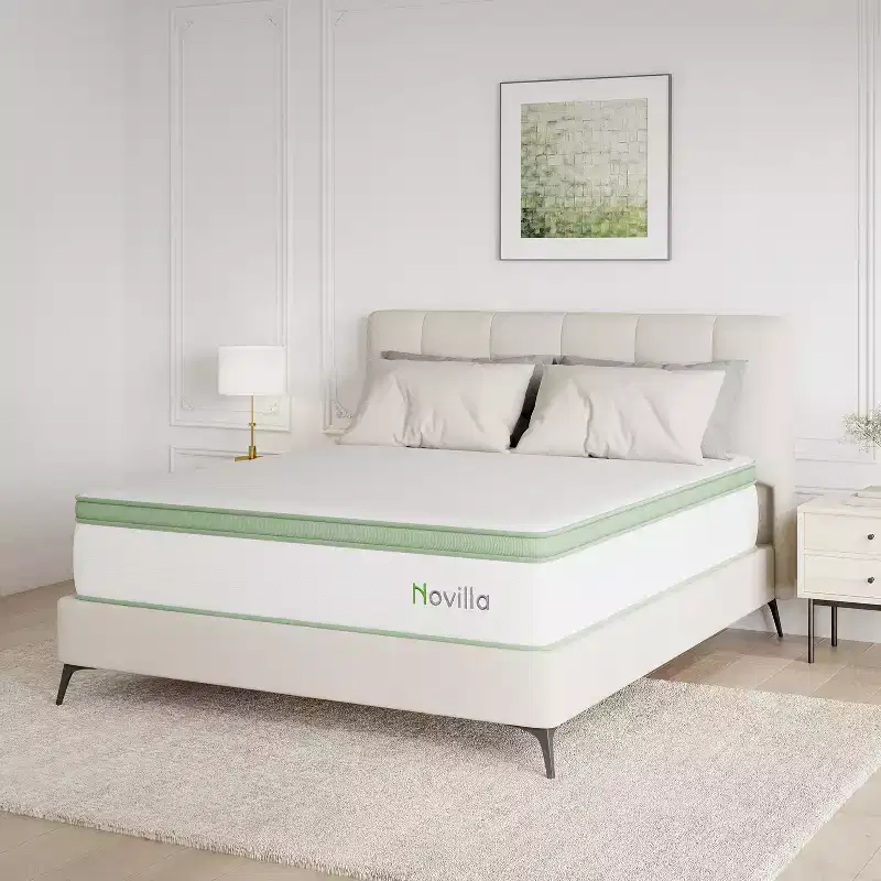 Novilla 12 inch Medium Firm Hybrid Memory Foam/Coil Blend Mattress in a Box, Motion isolation