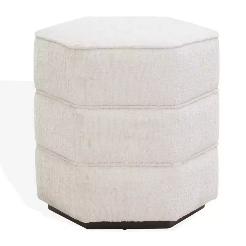 Rosaria Chenille Hexagon Ottoman — Wood Frame, Polyester, Polyurethane Foam