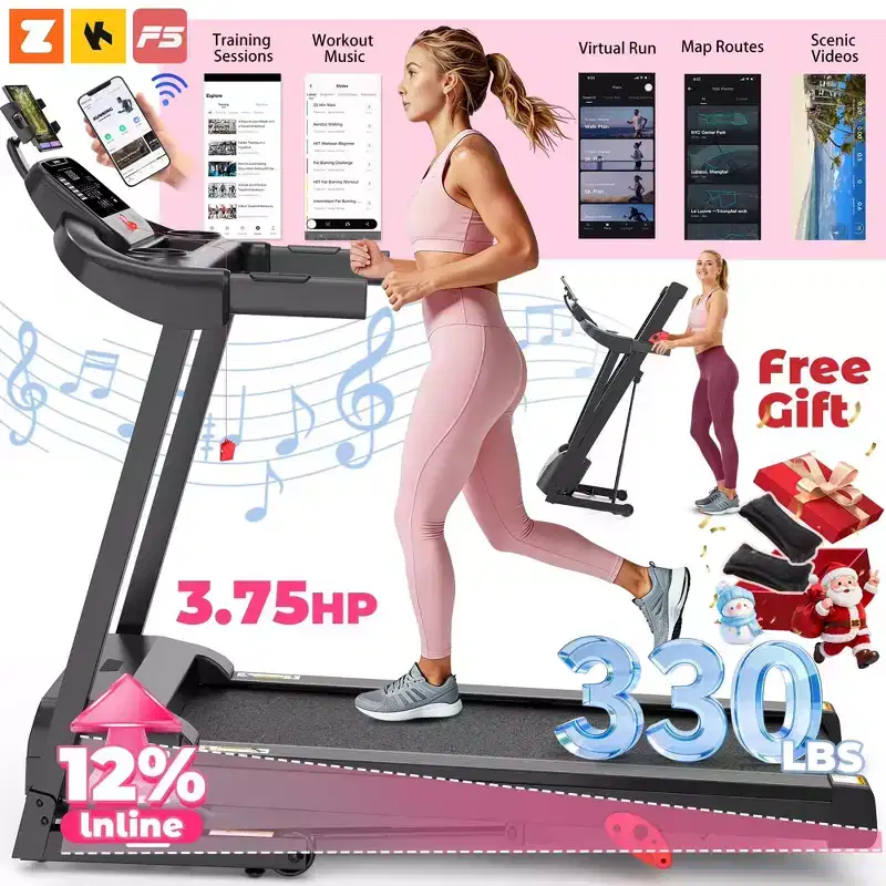 3.75HP Smart Digital Folding Exercise Machine - Electric Motorized Treadmill