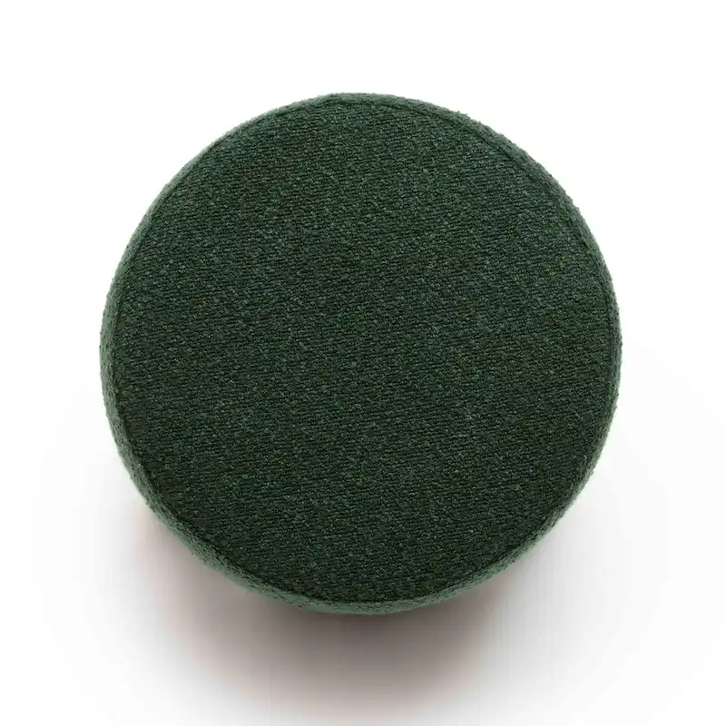 Boucle Upholstered Stool with Solid Wood Legs
