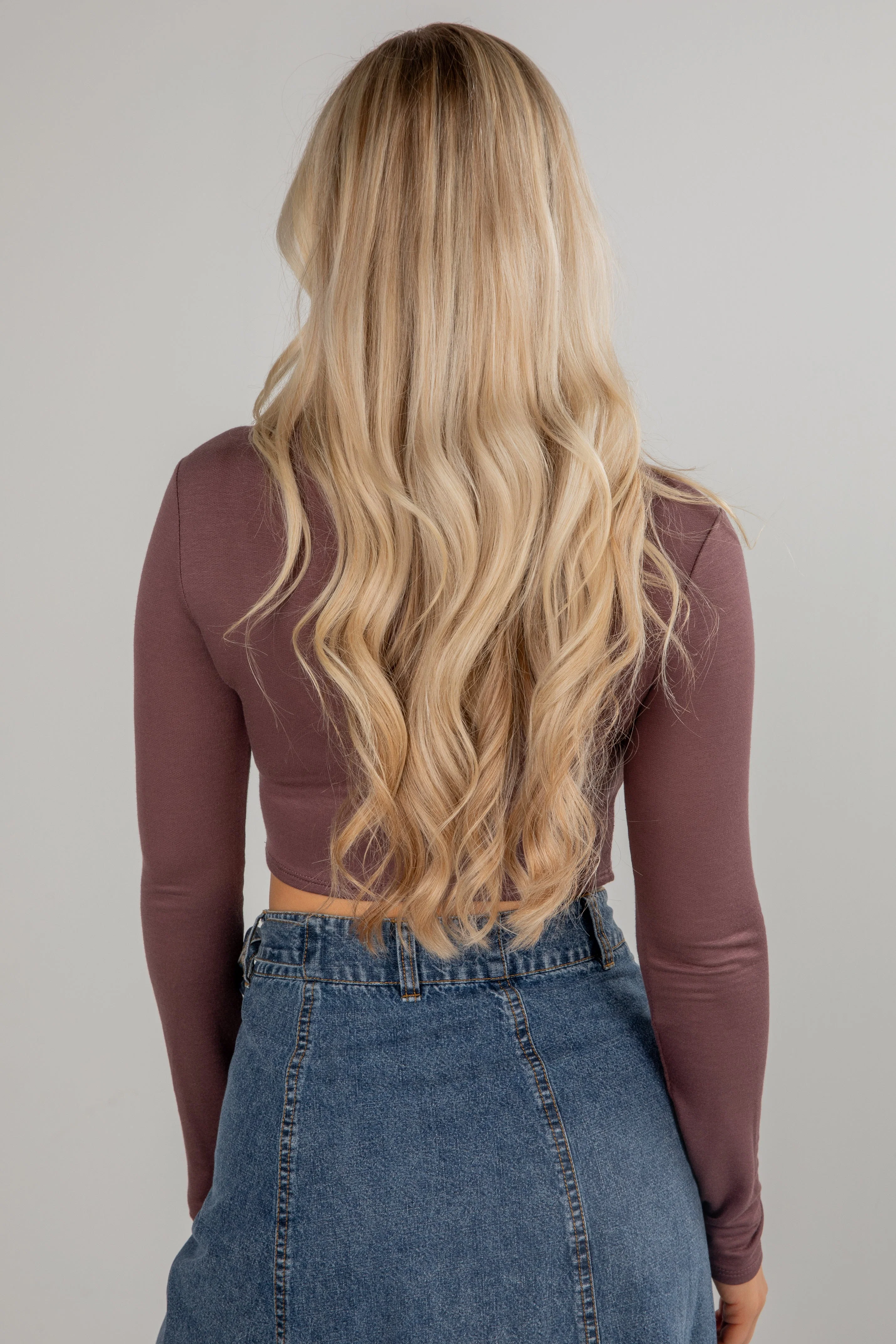 Mock Neck Long Sleeve Fitted Crop Top