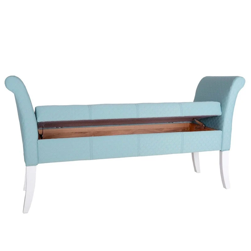 Upholstered Entryway Storage Bench with Hinged Lid, Modern Style Living Room Bedroom Ottoman Seat