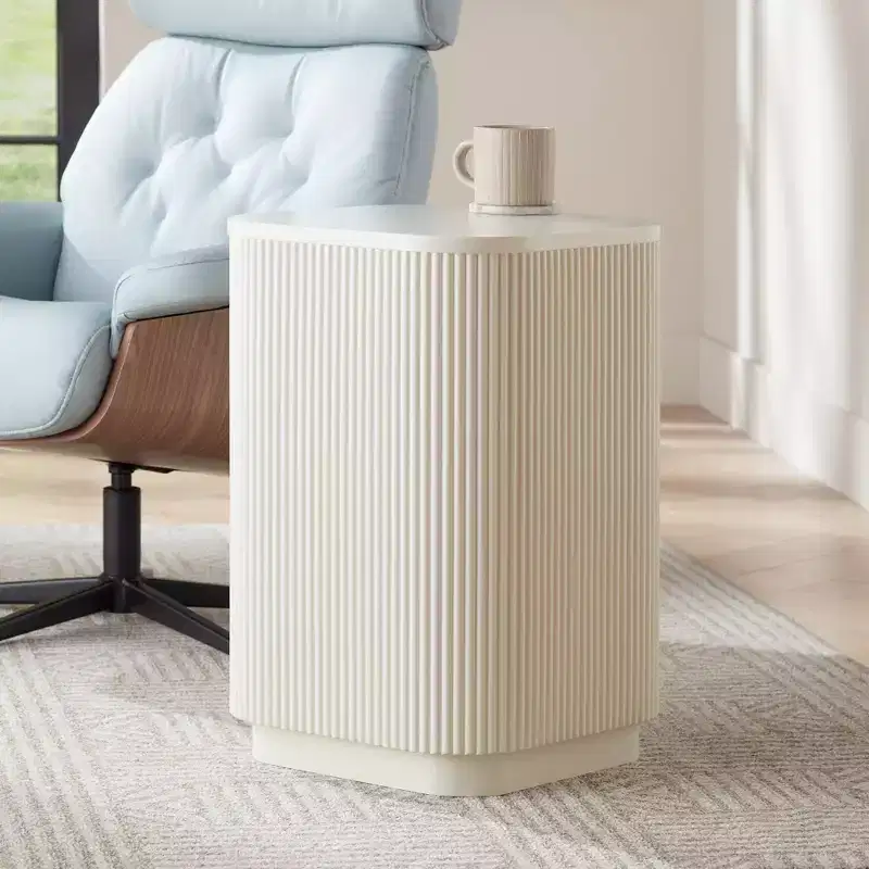 Studio 55D Murphy 16 Wide Modern White Pleated Side Table