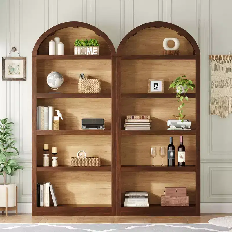GDFStudio Herty Freestanding Tall Bookshelves Set of 2 with Storage Cabinet and Bookcase