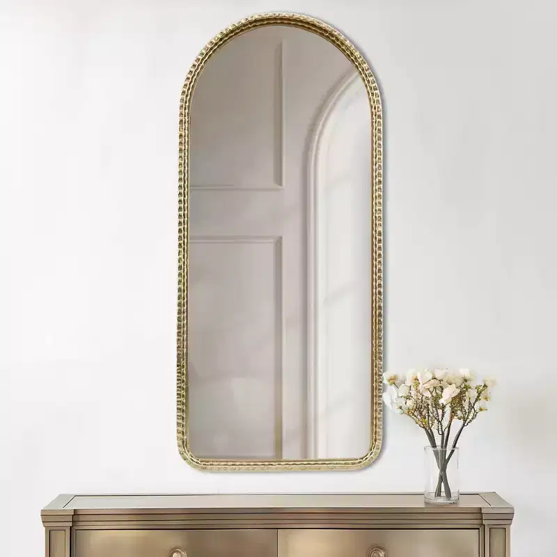 Madison Park 20"x45" Mia Gold Metal Arch Charm Luxury Elegant Wall Mirror: No Assembly, Rectangle, Framed, Wall Mount