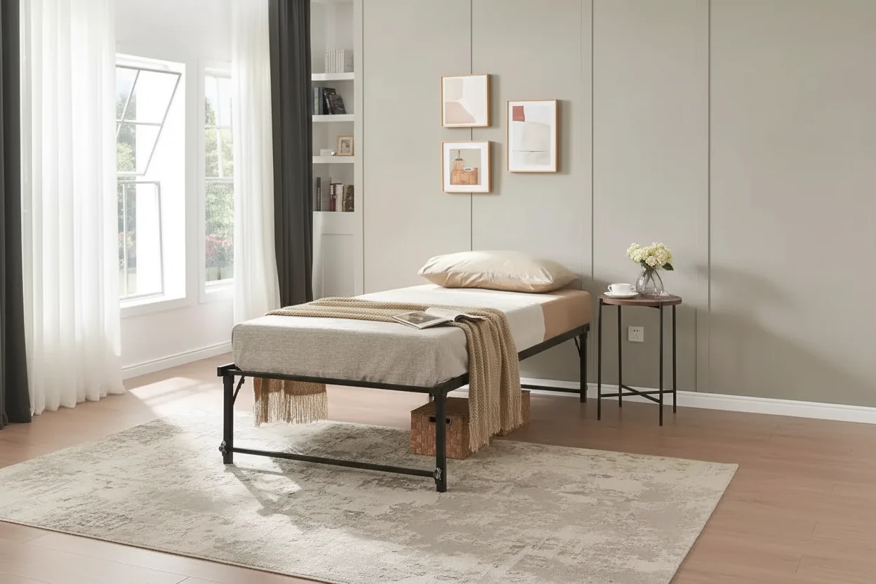 Twin Size Metal Pop up Trundle Day Bed Frame with Wheels- Sturdy and Elegant Space-Saving Solution