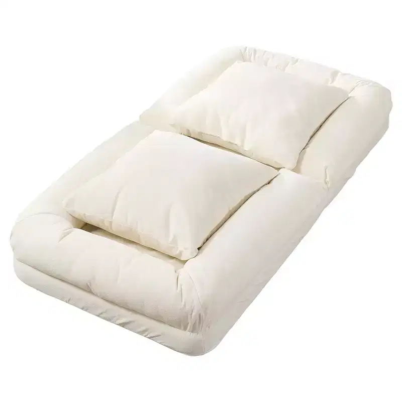 64.9'' 5-Position Adjustable Lazy Sofa Bed, Upholstered Human Dog Bed for Adult & Pets, Foldable Floor Lounger Chair