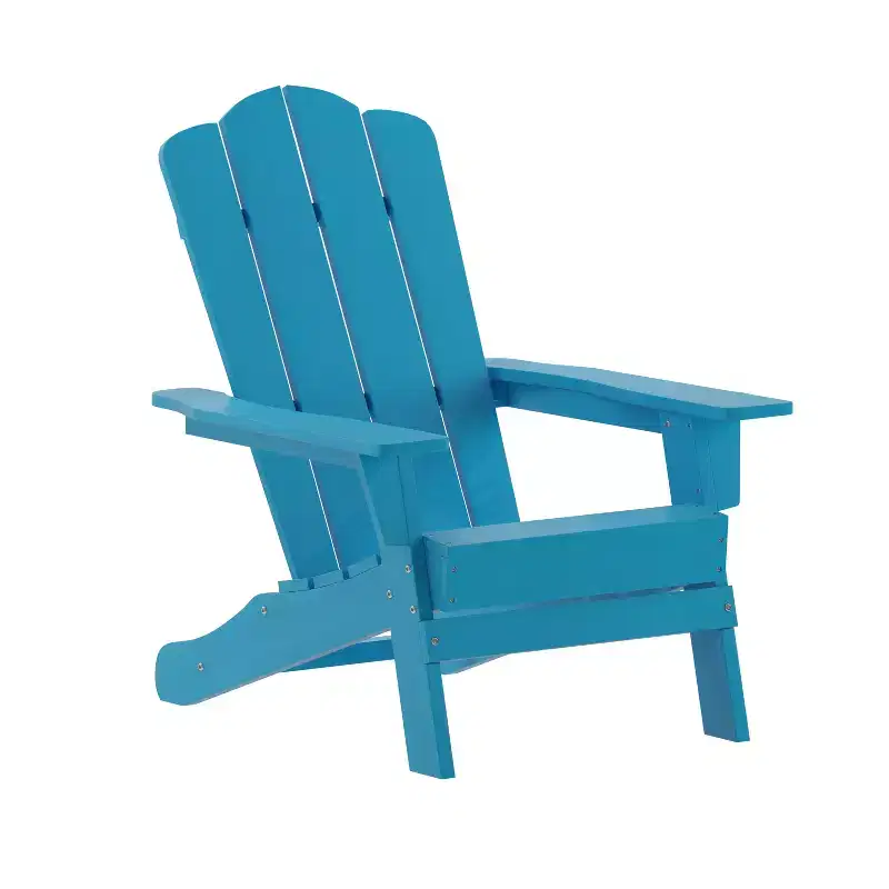 Emma and Oliver Set of 4 Adirondack Chairs with Cup Holders, Weather Resistant HDPE Adirondack Chairs