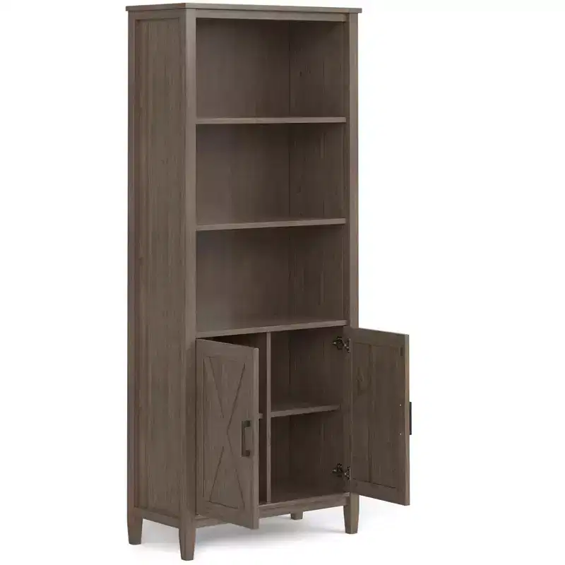 SOLID WOOD 72 inch x 30 inch Transitional Bookcase in Smoky Brown