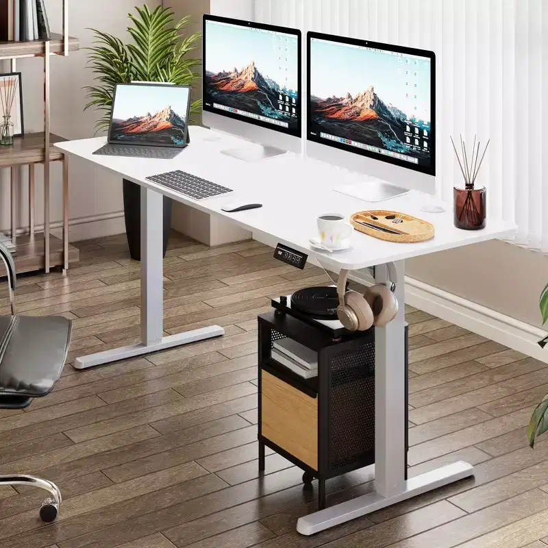 Celebalcony 63'' Adjustable Height Standing Office Desk, Computer Workstation PC Work Table with 2 Memory Preset Buttons