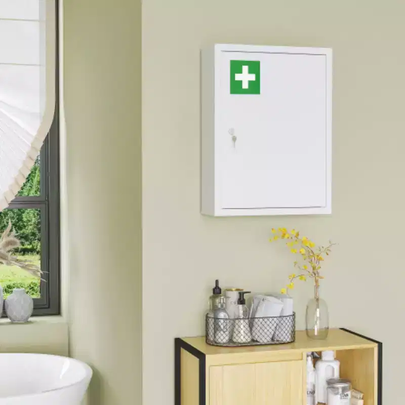 3-Tier Steel Locking Wall Cabinet 16x21, Medicine Cabinet with 2 Keys