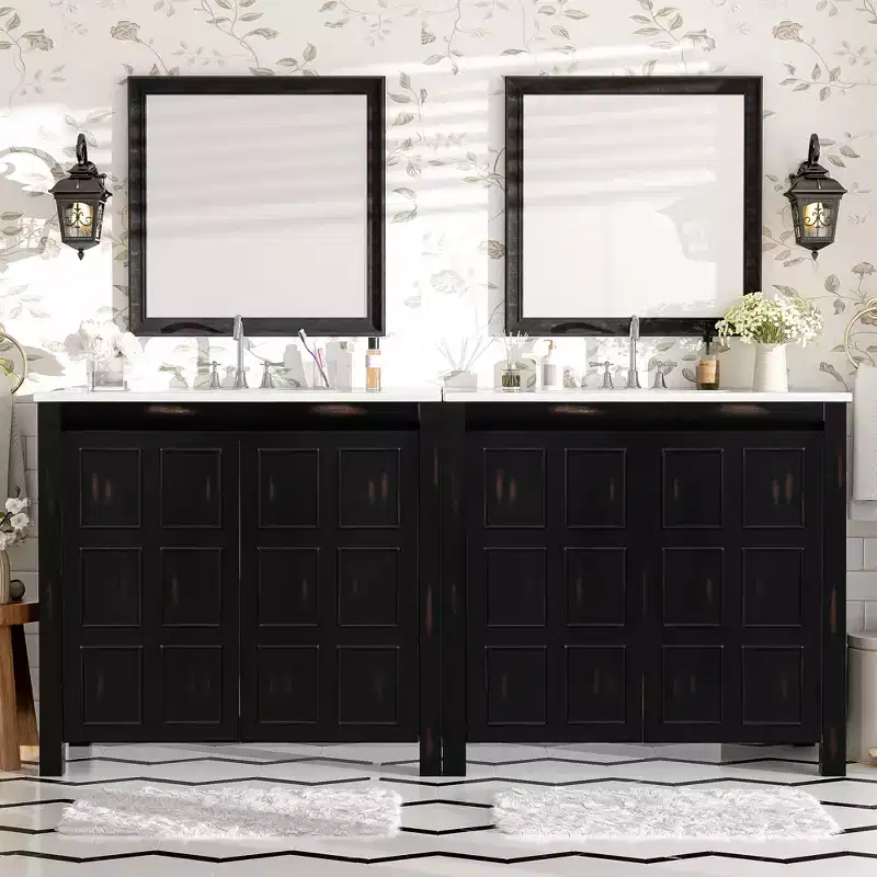 72 Bathroom Vanity Set with Double Vanities, Bathroom Vanity Sink Combo with Soft-Close Doors & Adjustable Shelf, Espresso