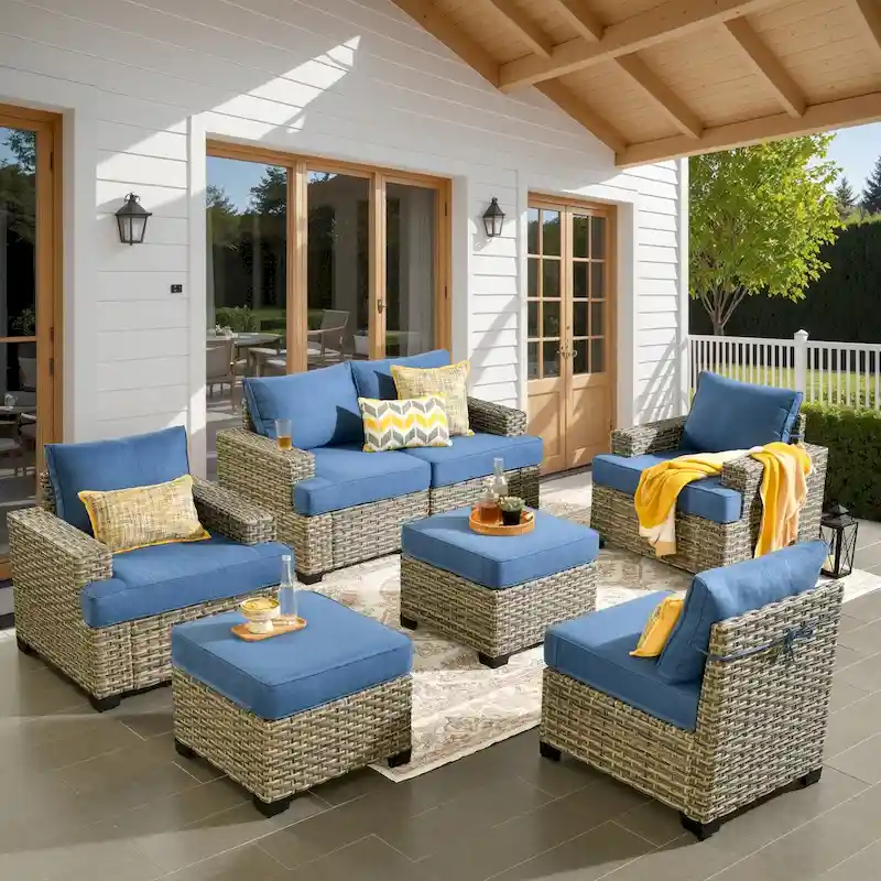HOOOWOOO 7-piece Patio Furniture Conversation Set with Cushion
