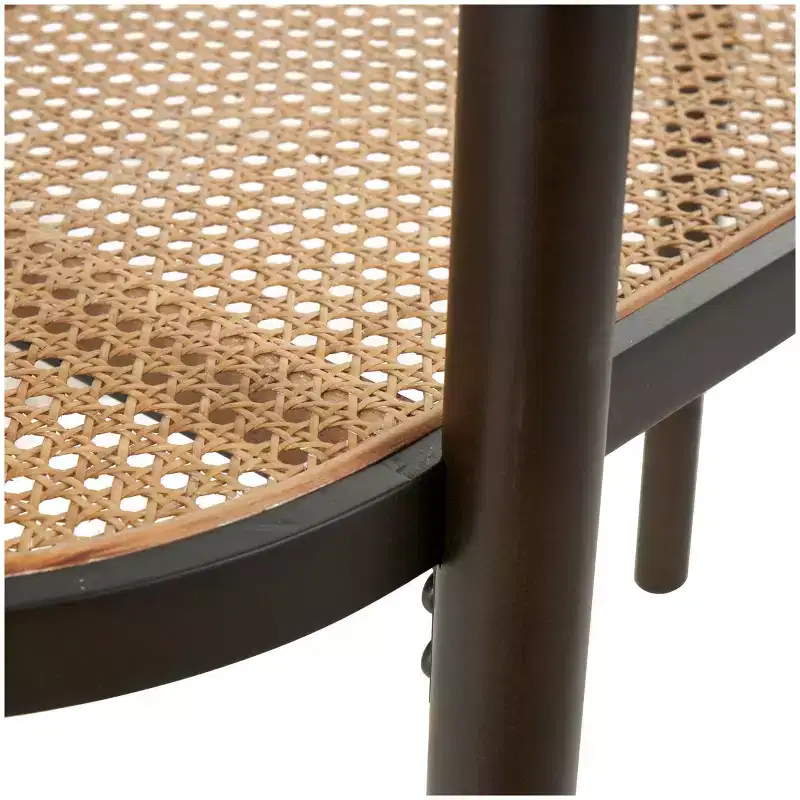 Rattan Console Table with Tempered Glass Top Brown | Farmhouse Style