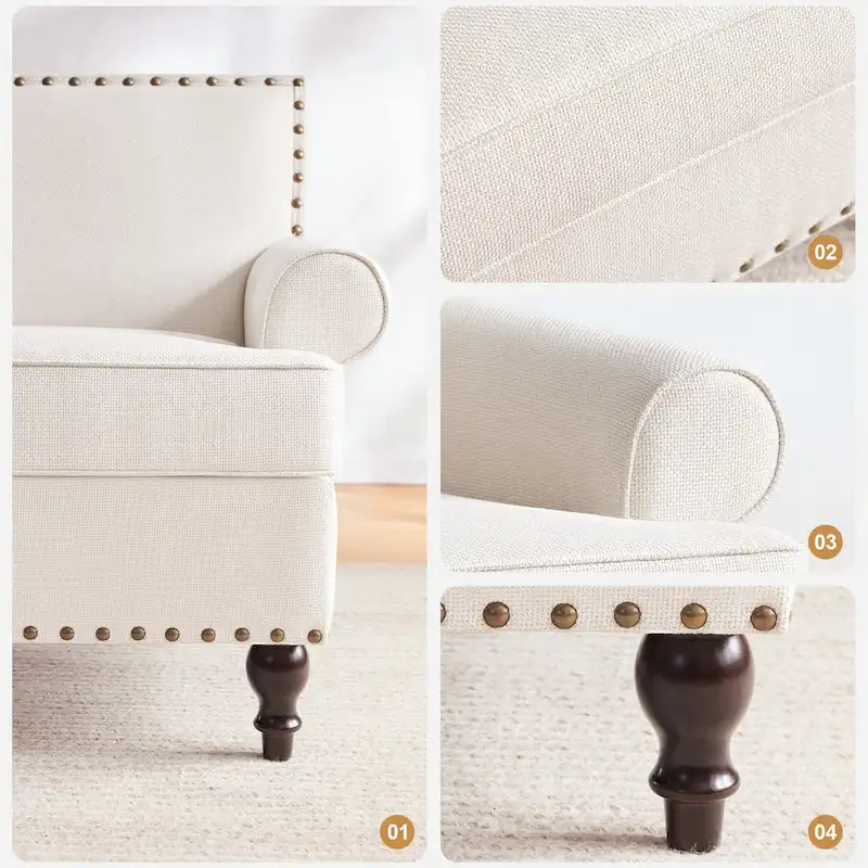Huimo Modern Nailhead Accent Chair Arm Chairs Set of 2