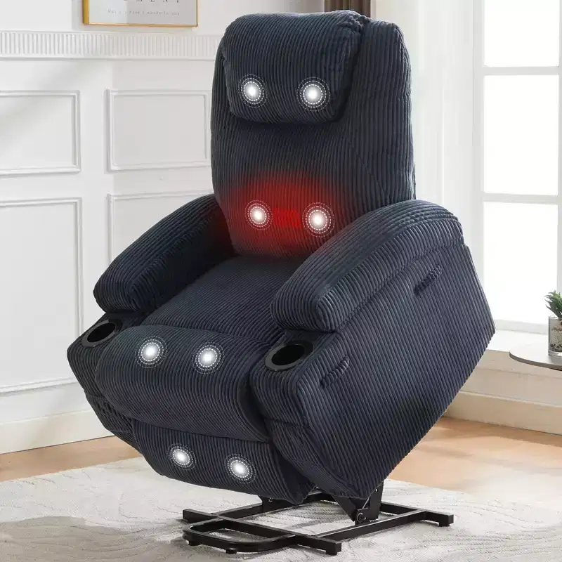 Electric Power Lift Recliner Chair for Elderly Power Lift Reclining Sofa for Living Room with Massage & Heat,Side Pockets and 2 Cup Holders