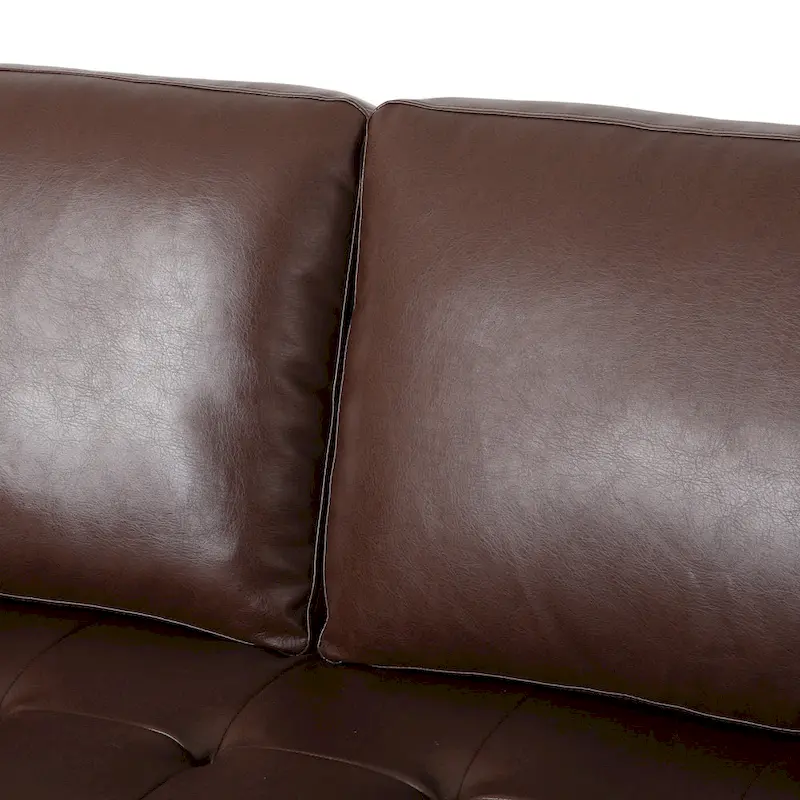 Modern 82.25 Faux Leather 3-Seater Sofa with Wood Legs
