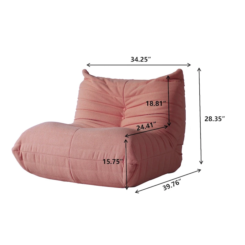 Fireside Chair Single Sofa Teddy Fabric Bean Bag Chair
