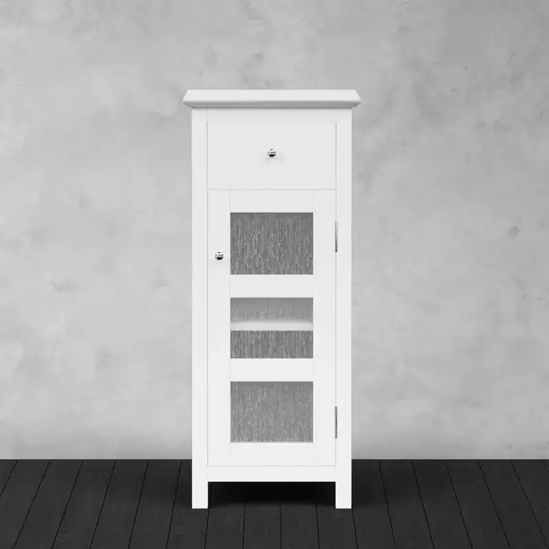 Teamson Home Connor Floor Cabinet with Adjustable Shelf and Drawer, White
