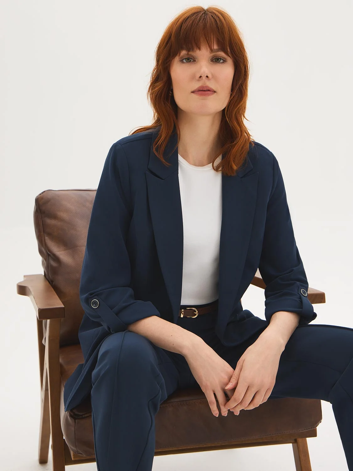 Open-Front Crepe Blazer