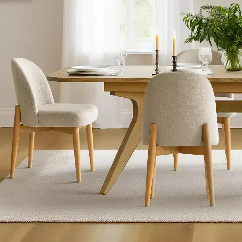 7-Piece Dining Table Set, 78-96 Extendable Trestle Base Table with Upholstered Chairs Featuring Solid Wood Legs-Panipeachy
