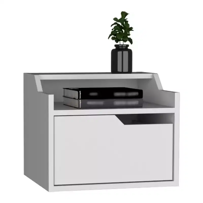 HomeRoots 13 White Wood One Drawer Floating Nightstand