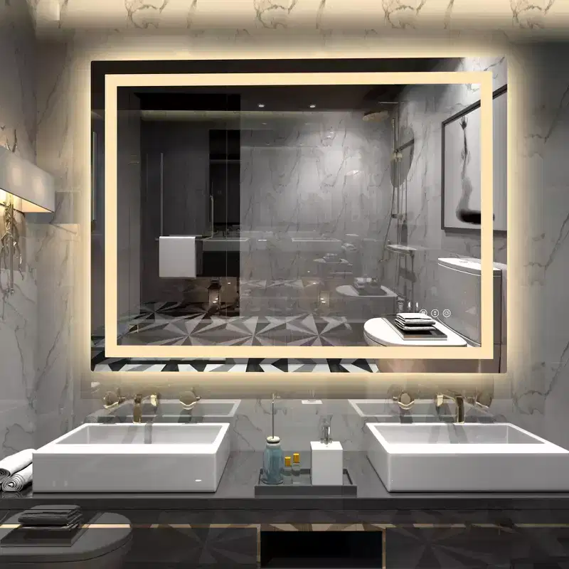 SUMERAIN 40x30 Wall Bathroom Mirror Memory Function Fog-Free ETL 90CRI Vanity Mirror Tempered Glass