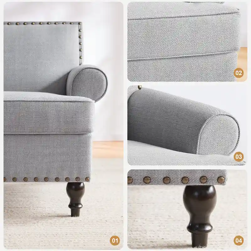 Huimo Modern Nailhead Accent Chair Arm Chairs Set of 2