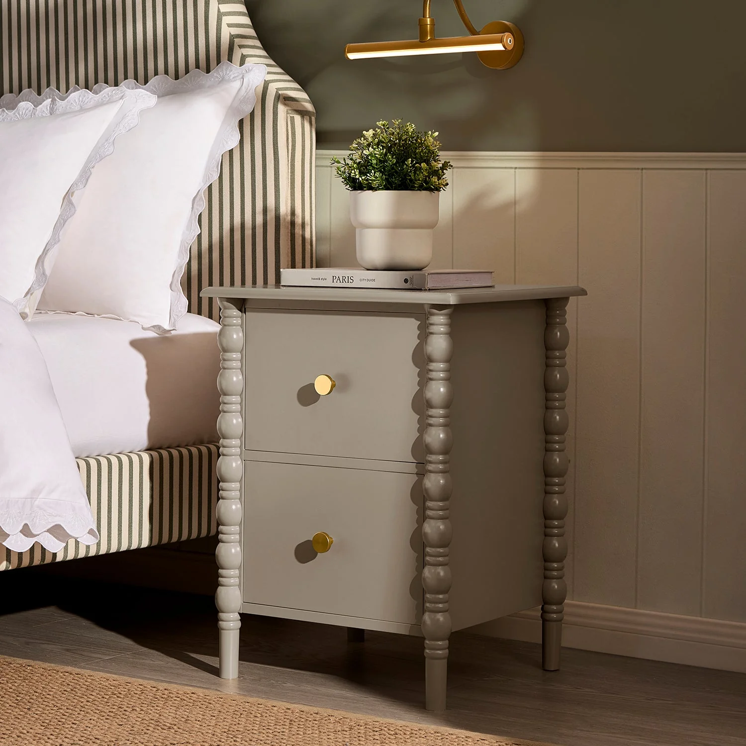 2 Drawer Bedside Table - Taupe