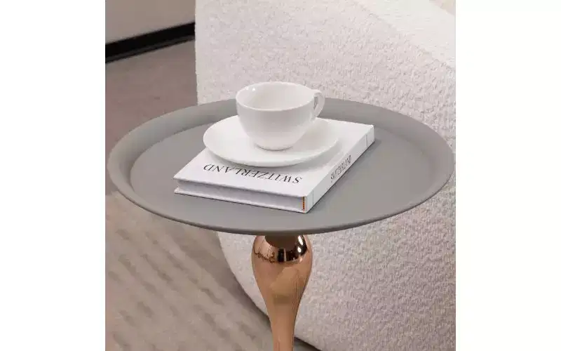 Mermaid Tail Pedestal Round Side Table, Anti-Rust Metal Tray Top Small Coffee Table, Versatile Accent Table, End Table for Living Room