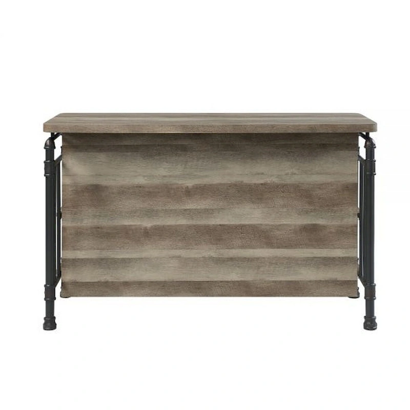 59 Inch Kitchen Island with 2 Shelves, Industrial Antique Oak Brown, Gray