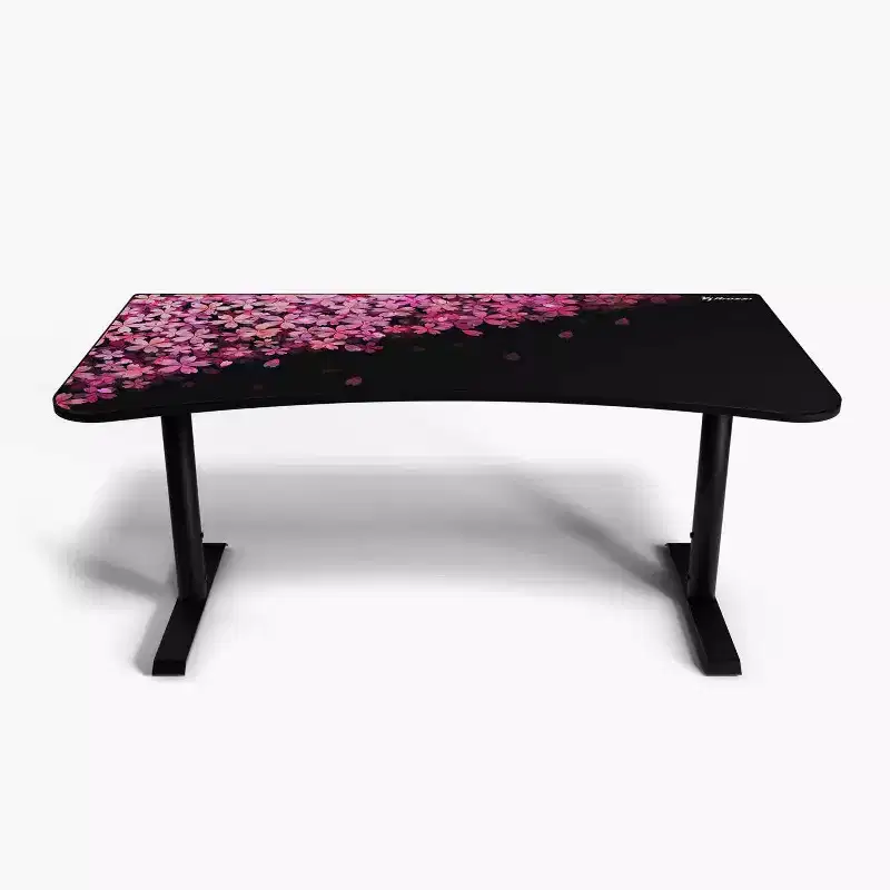 Arozzi Special Edition Ultrawide Curved Gaming and Office Desk and Washable Mouse Pad and 3 Custom Monitor Mount Cut Outs with Cable Management Flower