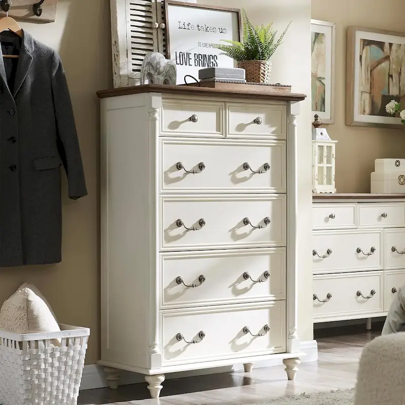 6-Drawer Dresser with Rustic Wood Finish