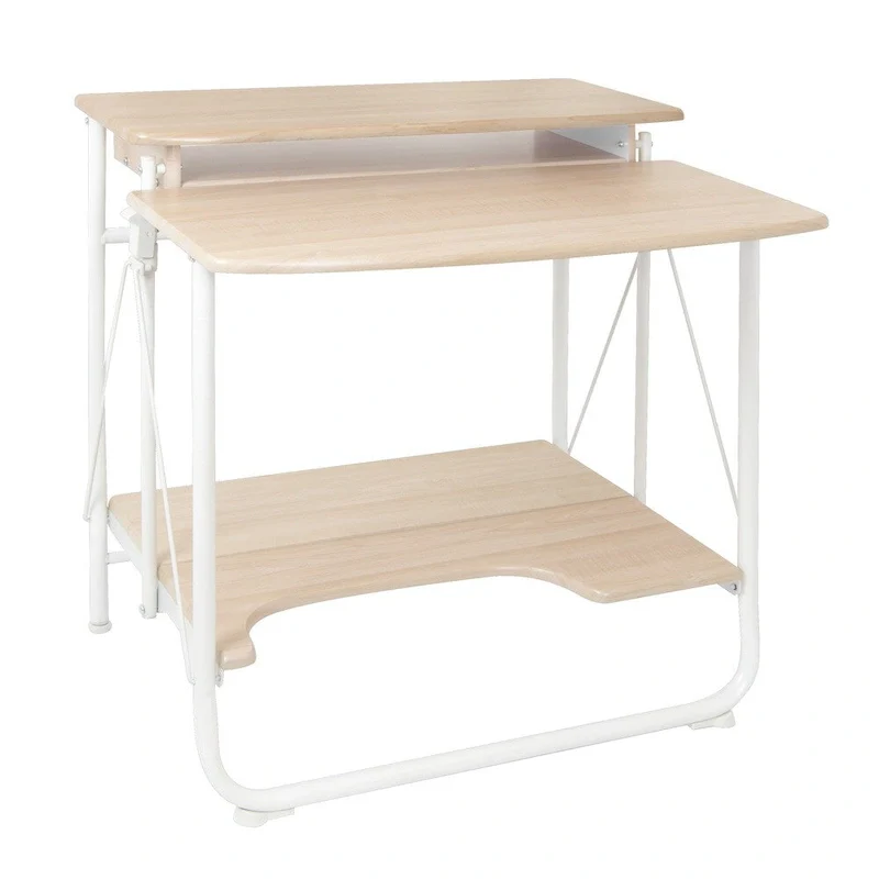 White / Folding / 1-Person Computer & Writing Desk with Shelf