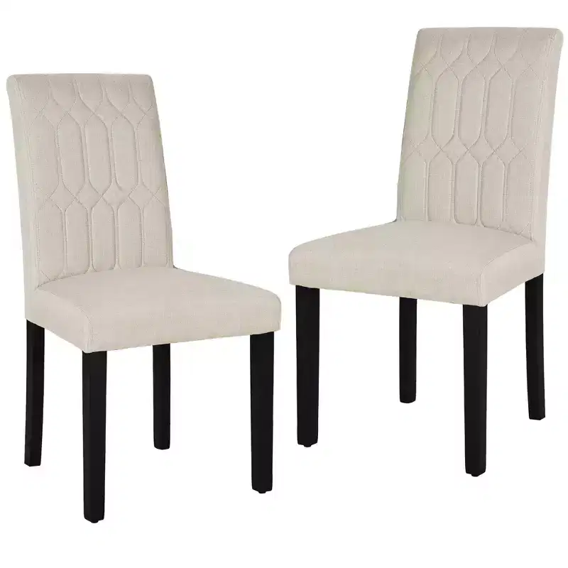 VECELO Dining Chairs Set of 2/4/6 Parsons Chairs with Solid Back Upholstered Dining Chairs Brown/Beige/Coffee