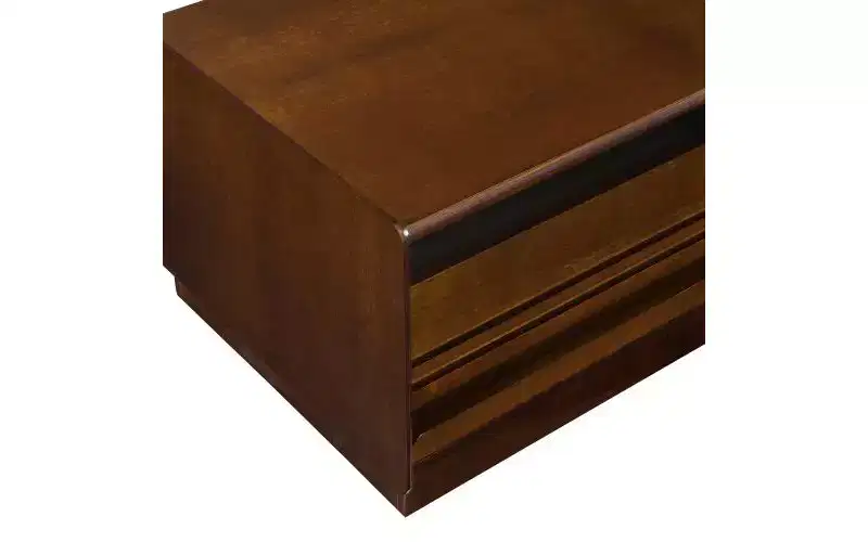47.2-inch Modern Wooden Rectangular Coffee Table with 4 Drawers and 2 Display Shelves, Tempered Glass Top, Brown