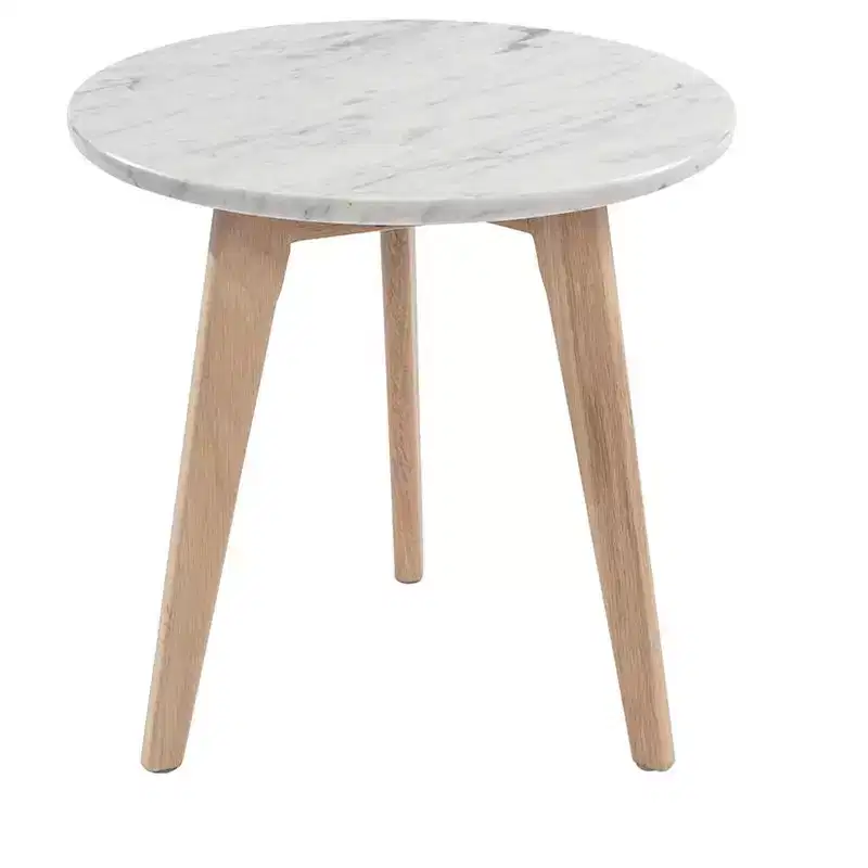 The Bianco Collection Cherie 15 Round Italian Carrara White Marble Side Table
