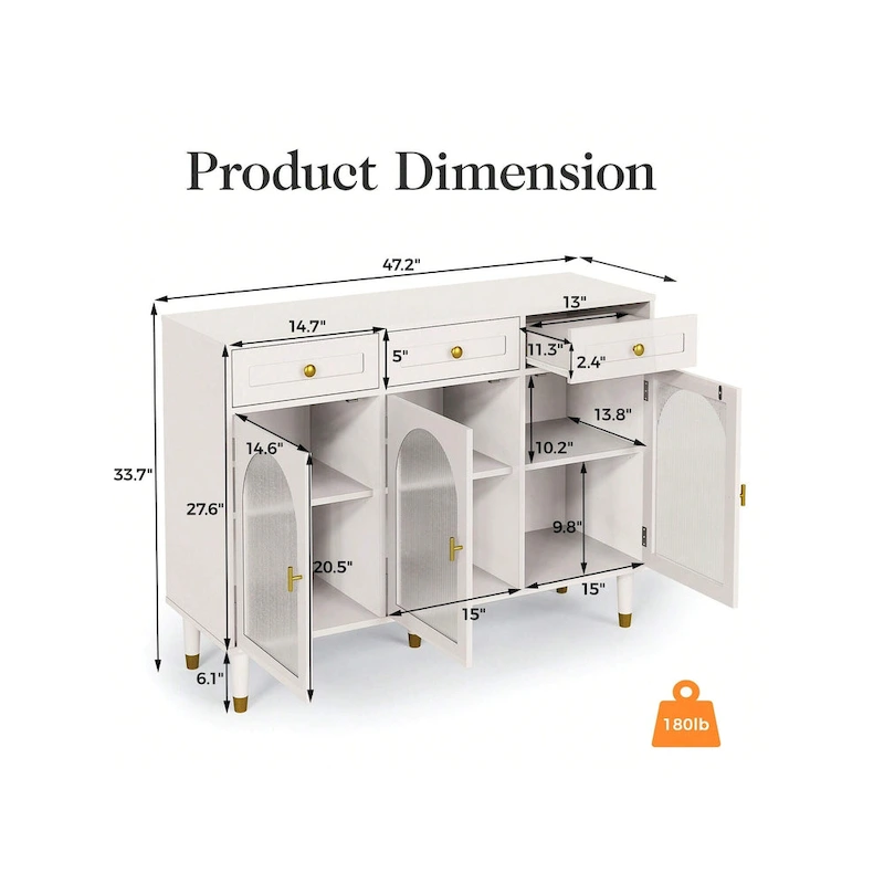 RoyalCraft RoyalCraft 47.2 Wide 3 Drawer Sideboard Buffet