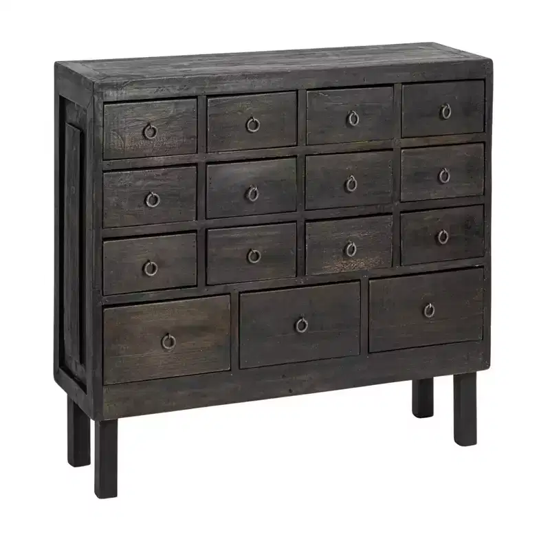Storied Home Apothecary Cabinet with 15 Drawers, Black