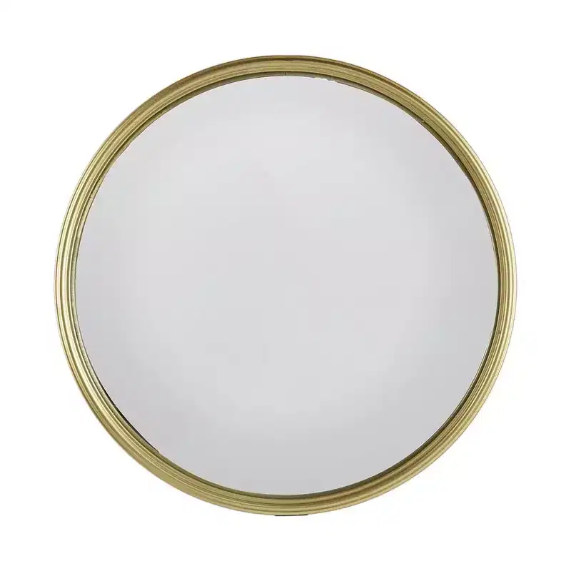 15 Gold Round Iron Textured Framed Accent Mirror