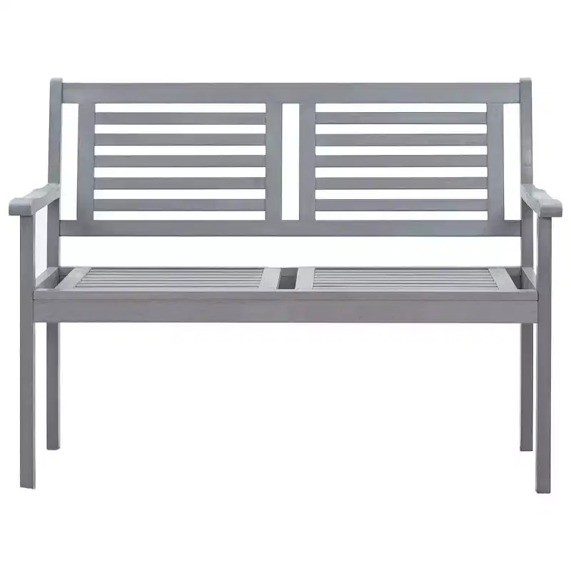 Gray 3-Seater Garden Bench in Solid Eucalyptus Wood