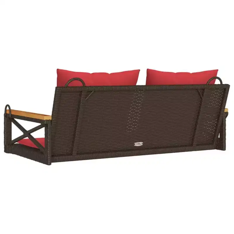 vidaXL Patio Swing Bench Brown PE Rattan 42.9x24.4x15.7