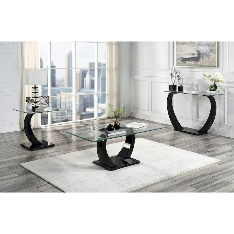 Cres Glam Glasstop 3-Piece Coffee Table Set by Furniture of America
