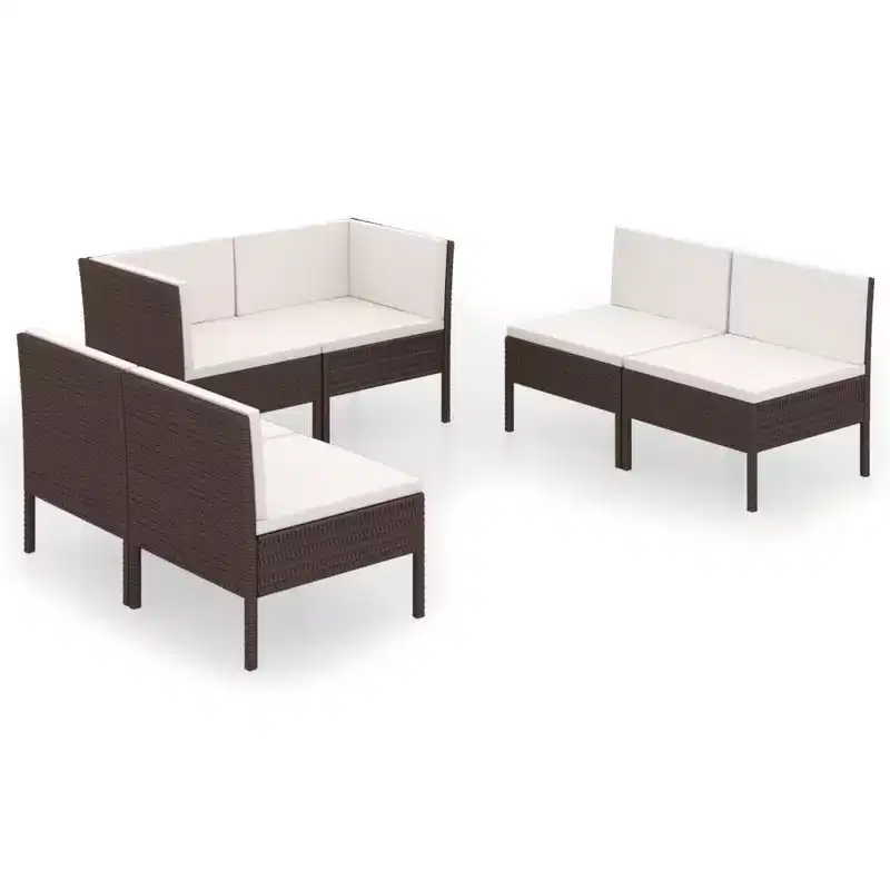 vidaXL Garden Lounge Set Patio Sectional Sofa Couch Outdoor Poly Rattan Black