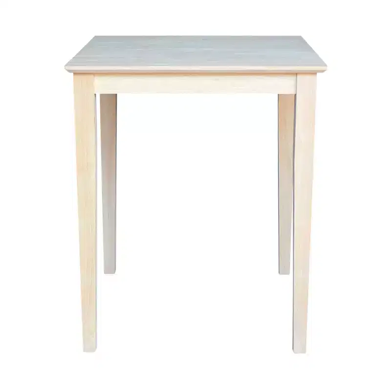 International Concepts Square Solid Wood Counter Height Table with Shaker Legs Unfinished