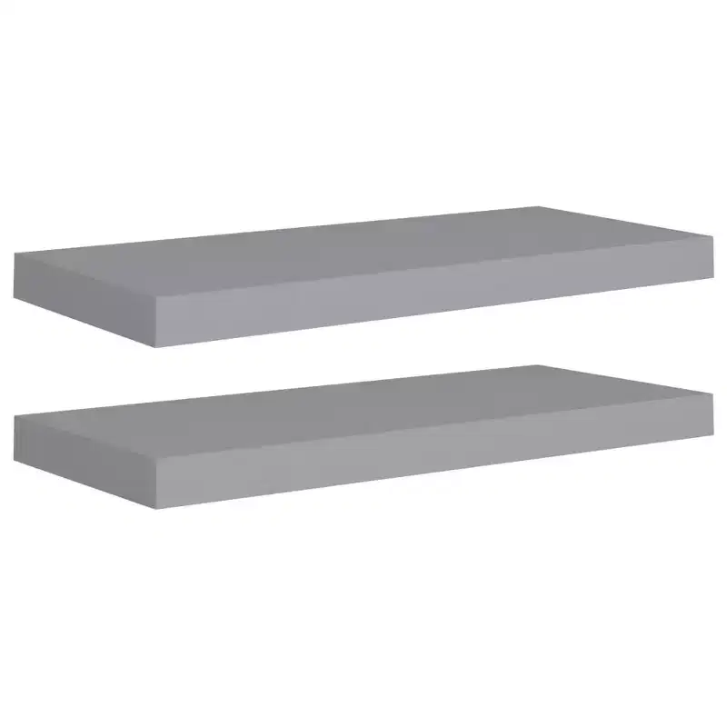 Wall Shelf Set of 2 Gray Honeycomb MDF, metal Medium Wall Shelf